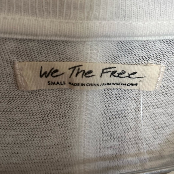 NWT We the Free White High Low Hem Stripe Statement Cuff Oversized Top Small - Picture 4 of 7